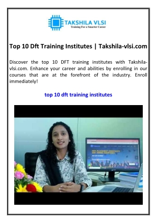 Top 10 Dft Training Institutes Takshila-vlsi.com