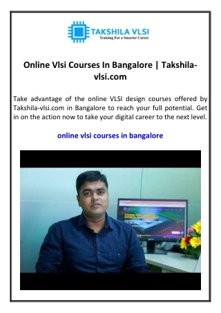 Online Vlsi Courses In Bangalore Takshila-vlsi.com