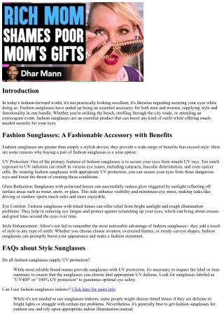 Fashion Sunglasses: Shielding Your Eyes in Style
