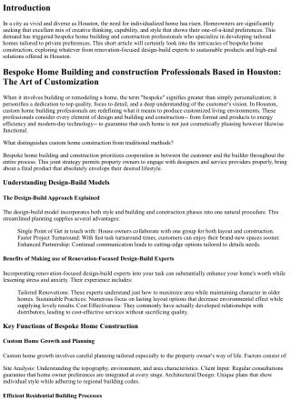 Bespoke Home Construction Experts Based in Houston: The Art of Modification