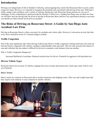 The Risks of Driving on Rosecrans Street: A Guide by San Diego Auto Accident Law