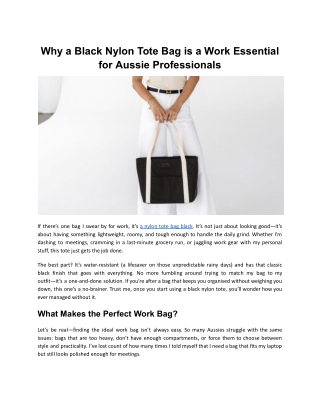 Why a Black Nylon Tote Bag is a Work Essential for Aussie Professionals