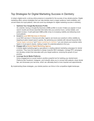Top Strategies for Digital Marketing Success in Dentistry