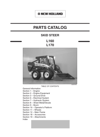 New Holland L160 L170 Skid Steer Loader Parts Catalogue Manual Instant Download