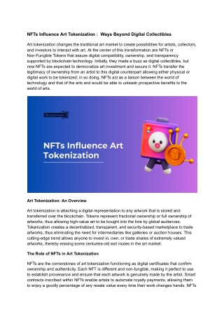 The Role of NFTs in Art Tokenization  Beyond Digital Collectibles