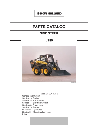 New Holland L180 Skid Steer Loader Parts Catalogue Manual Instant Download