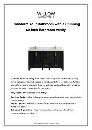 Transform Your Bathroom with a Stunning 60-Inch Bathroom Vanity