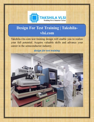 Design For Test Training | Takshila-vlsi.com