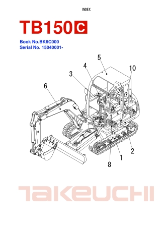 Takeuchi TB150C Hydraulic Excavator Parts Catalogue Manual Instant Download