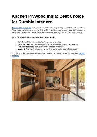 Kitchen Plywood India_ Best Choice for Durable Interiors