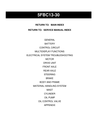 Toyota 5FBC13-30 Battery Forklift Service Repair Manual Instant Download