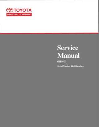 Toyota 6HBW23 Electric Walkie Pallet Jack Service Repair Manual Instant Download