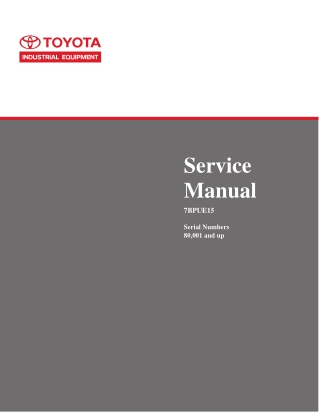 TOYOTA 7BPUE15 High Level Orderpicker Service Repair Manual Instant Download