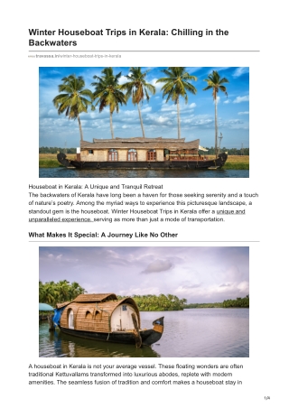 Chilling in the Backwaters: Winter Houseboat Trips in Kerala