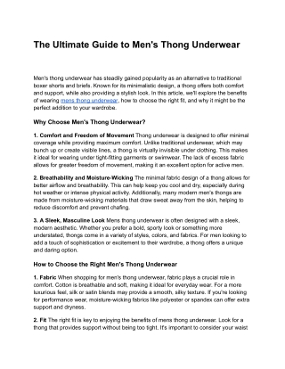 The Ultimate Guide to Mens Thong Underwear