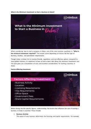 What Is the Minimum Investment to Start a Business in Dubai