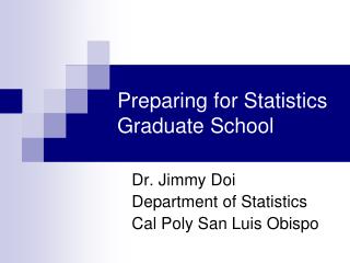 Preparing for Statistics Graduate School