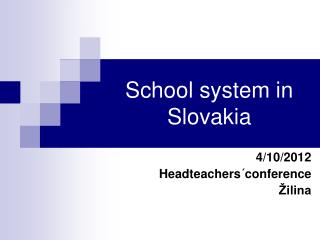 School system in Slovakia