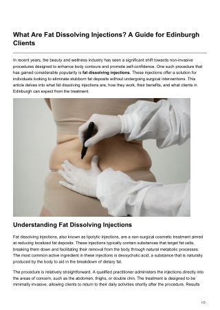 What Are Fat Dissolving Injections A Guide for Edinburgh Clients