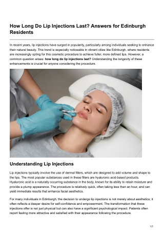 How Long Do Lip Injections Last Answers for Edinburgh Residents