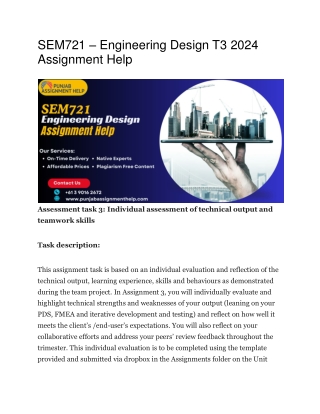 SEM721 – Engineering Design T3 2024 Assignment Help