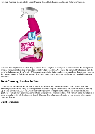 Carpet & Furniture Cleansing In Sacramento & Elk Grove, Ca