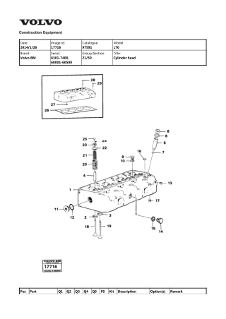 Volvo BM L70 Wheel Loader Parts Catalogue Manual Instant Download (SN 6301-7400, 60001-60500)