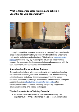 What is Corporate Sales Training and Why is it Essential for Business Growth