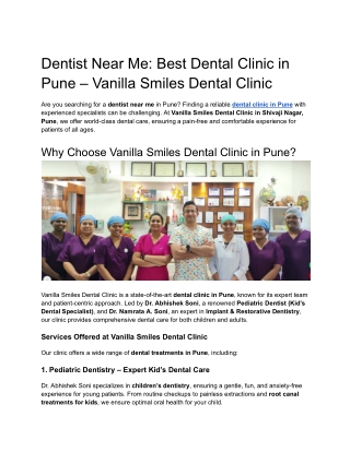 Dentist Near Me_ Best Dental Clinic in Pune – Vanilla Smiles Dental Clinic