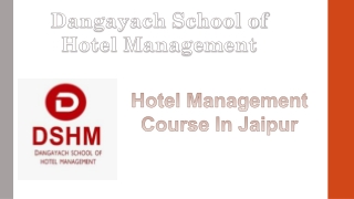 Hotel Management Course In Jaipur