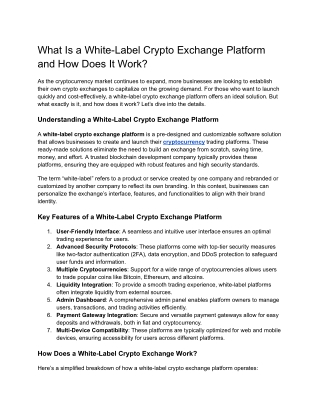 What Is a White-Label Crypto Exchange Platform and How Does It Work