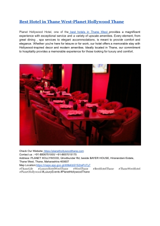 Best Hotel in Thane West-Planet Hollywood Thane