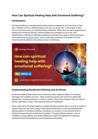 How Can Spiritual Healing Help with Emotional Suffering