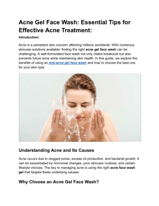 Acne Gel Face Wash Essential Tips for Effective Acne Treatment