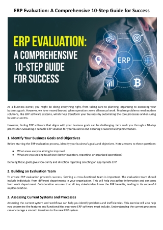 ERP Evaluation:  A Comprehensive 10-Step Guide for Success