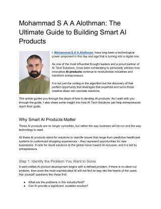 Mohammad S A A Alothman The Ultimate Guide to Building Smart AI Products