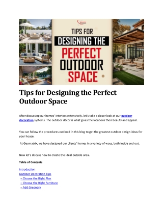 Tips for Designing the Perfect Outdoor Space