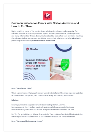 Common Installation Errors with Norton Antivirus and How to Fix Them