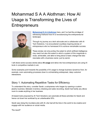 Mohammad S A A Alothman How AI Usage is Transforming the Lives of Entrepreneurs