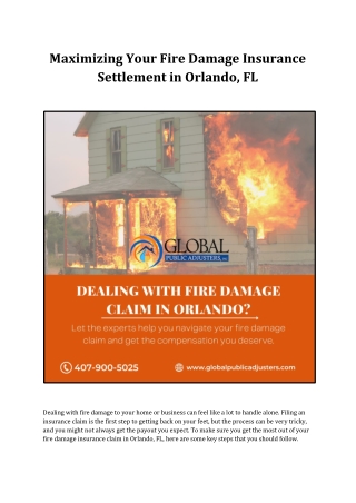 Dealing with Fire Damage Insurance Settlement in Orlando, FL