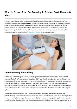 What to Expect from Fat Freezing in Bristol Cost Results More