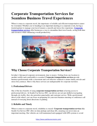 Corporate Transportation Services for Seamless Business Travel Experiences