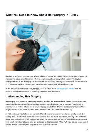 What You Need to Know About Hair Surgery in Turkey