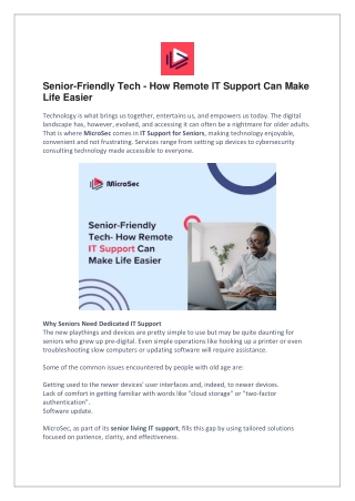Senior-Friendly Tech - How Remote IT Support Can Make Life Easier