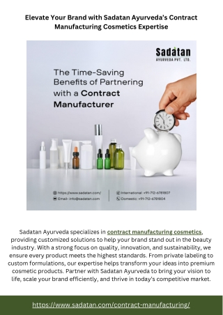 Elevate Your Brand with Sadatan Ayurveda’s Contract Manufacturing Cosmetics Expertise