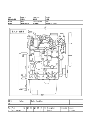 Volvo EC25 Compact Excavator Parts Catalogue Manual Instant Download (SN 10151 and up)