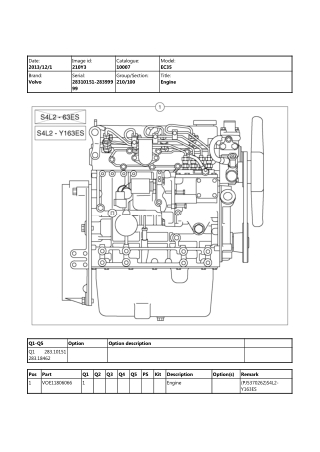 Volvo EC35 Compact Excavator Parts Catalogue Manual Instant Download (SN 28310151 - 28399999)