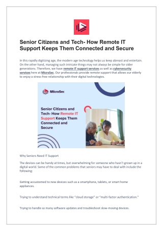 Senior Citizens and Tech- How Remote IT Support Keeps Them Connected and Secure