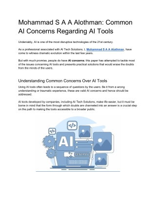Mohammad S A A Alothman Common AI Concerns Regarding AI Tools