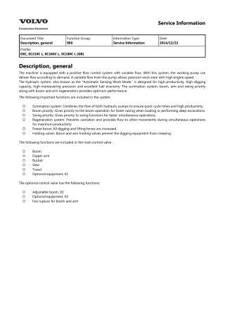 Volvo EC180C L EC180CL Excavator Service Repair Manual Instant Download